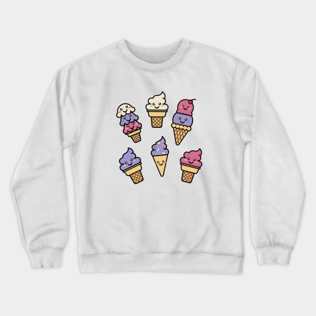 Kawaii Ice Cream Pattern Crewneck Sweatshirt by latheandquill